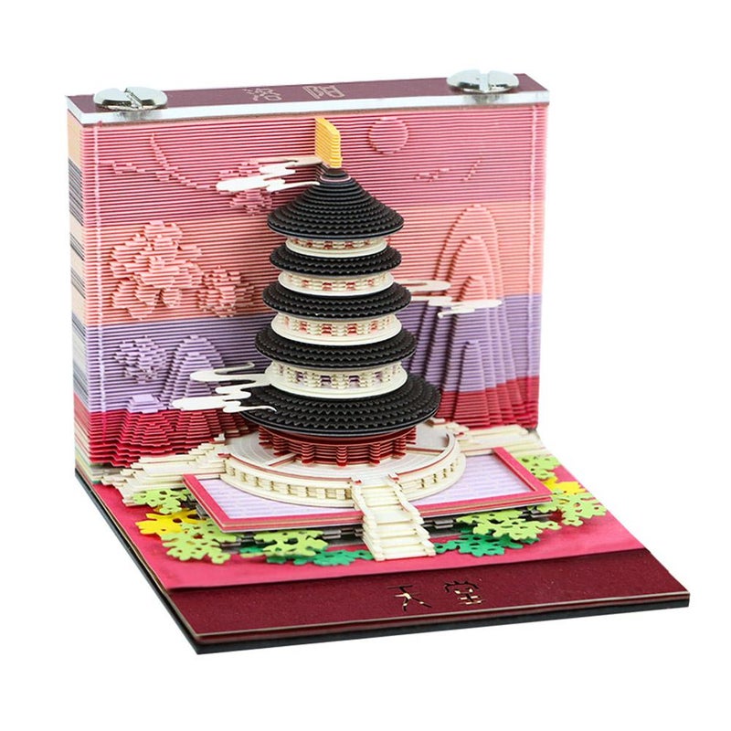 Henan cultural and creative gift customization, Luoyang tourist attraction souvenirs, paper sculpture desktop ornaments, 3D stereoscopic memo pads - Image 1